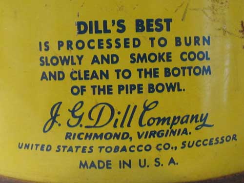 dills best tobacco tin