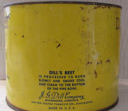 dills best tobacco tin